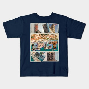 Greetings from Split in Croatia Vintage style retro souvenir Kids T-Shirt